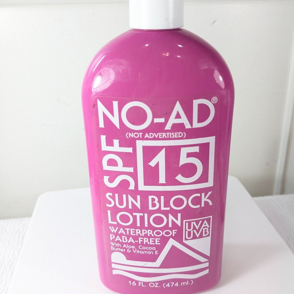 NO-AD SPF 15 Sun Block Lotion Waterproof PABA Free 16 fl oz Solar‎ Suncare USA